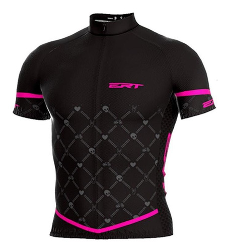 Camisa Ciclismo Ert Classic Black Pink Speed Manga Curta Mtb