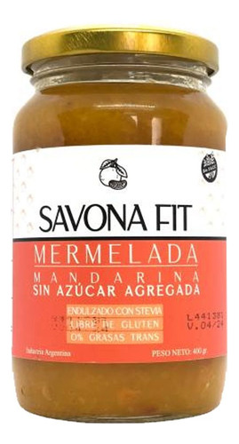 Mermelada Savona Fit Mandarina Sin Azucar X 400grms