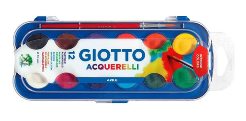 Imagen 2 de 2 de Acuarelas 30mm X 12 Colores Con Pincel F351200 Giotto
