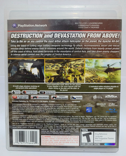 Apache Air Assault, Jogo Original Para Ps3 Mídia Física (Usado)