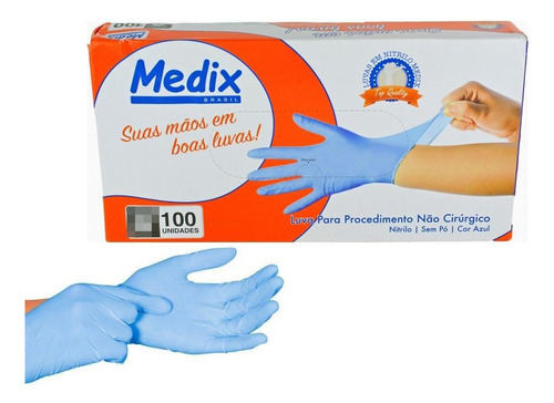 Luva Procedimento Nitrilica Medix Azul Tamanho Gg