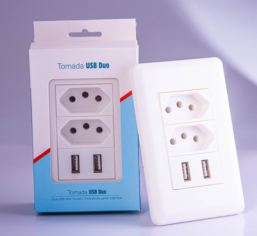 Tomada Elétrica De Parede Com Usb Bivolt Celular Branco 4x2
