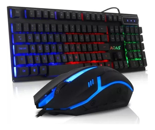 Set Mouse Y Teclado Gamer Aoas Español Rgb Multicolor M-400 Color del teclado Negro Idioma Español Latinoamérica