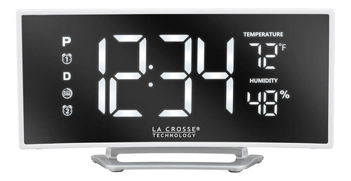 La Crosse Technology Reloj Despertador Led Con Espejo Curvo 