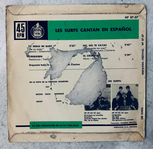 Les Surfs Cantan En Español Lp Vinyl Vinilo Ed España 1964 (Usado)