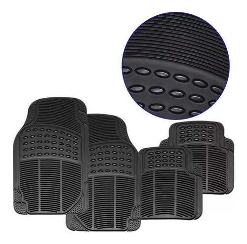 Imagen 1 de 7 de Cubre Alfombra Auto Universal 4 Piezas Pvc Negro