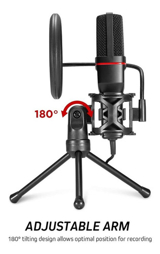 Micrófono Redragon Quasar GM200 condensador omnidireccional negro