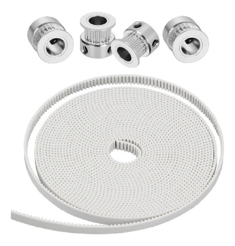 Kit 4 Polias Furo 6.35mm + 4 Metros Correia Gt2 Alma De Aço