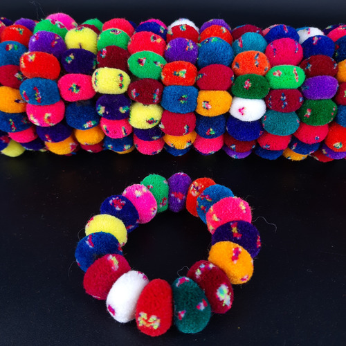 3 Coleros Norteño Andino: Pompón De Lana Peruana P/ Regalar Multicolor Pompón