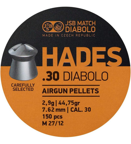 Jsb Match Diabolo Hades.30 Cal, 1.58 Oz, Punta Hueca, 150 Ct