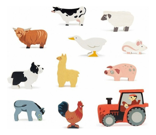 Figura Oveja Granja Tender Leaf Toys Niños Juguete Madera Tx