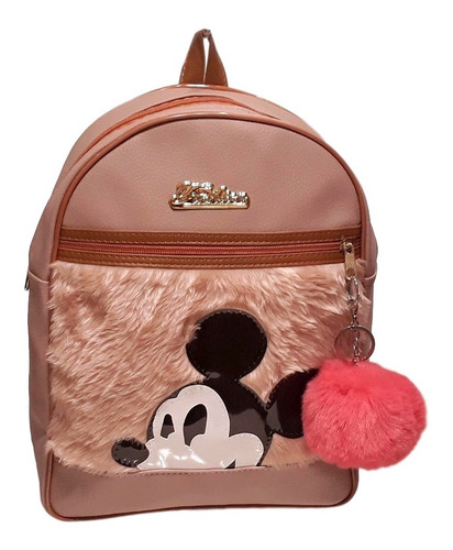 Kit Bolsas E Mochila Mickey Com 01 Chaveiro Pompom - 3 Peças