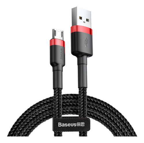 Cable Usb-a A Micro Usb 2.4a Baseus - 1 Metro - Double Sided Color Rojo/Negro