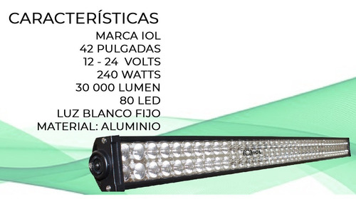 Imagen 3 de 3 de I O L Barra 42 Pulgadas Recta 80 Hiper Led Base Techo Jeep