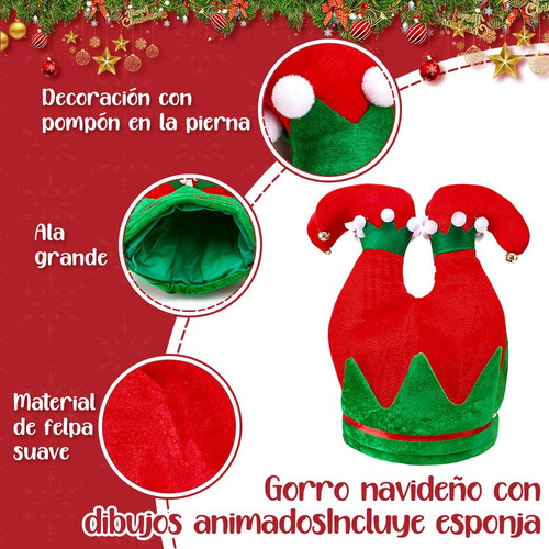 Nasjac Sombreros De Elfo De Navidad De Fieltro, 2 Pcs