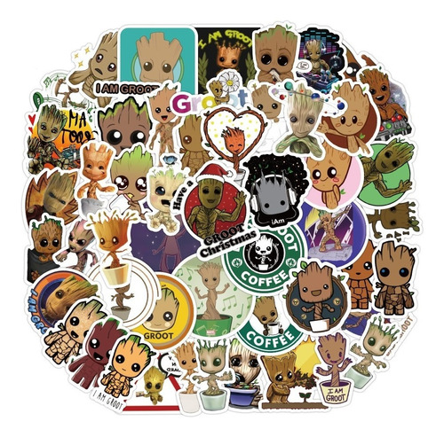 Groot 50 Calcomanias Stickers De Pvc Vs Agua Super Heroes