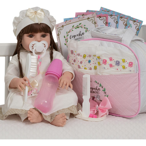 Bebê Reborn Nicole 100% Silicone Com Bolsa Kit Acessórios