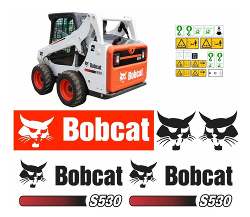 Kit Adesivo Faixa Mini Carregadeira Bobcat S530 Etiquetas Cor ADESIVO PARA MINI CARREGADEIRA BOBCAT S530