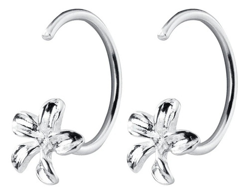 Aretes Pendientes Flor Plata 925 Baño De Rodio Regalo Mujer