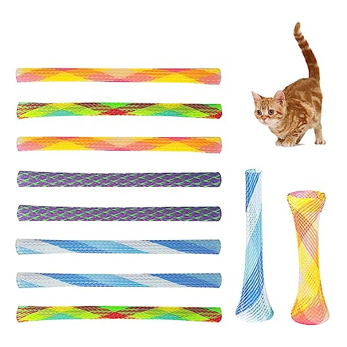 Set De 10 Juguetes Tubulares Gatos, Tubo De Malla De Ny...