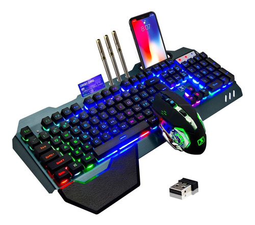 Teclado Y Mouse Inalambricos | Led | Bateria De 3800 Mah