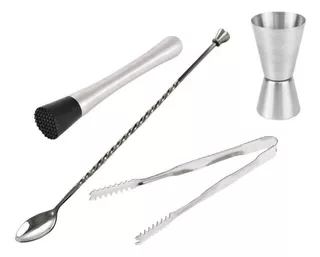 Set De Utensilios Bar Mortero Pinza Cuchara Onzera Bartender