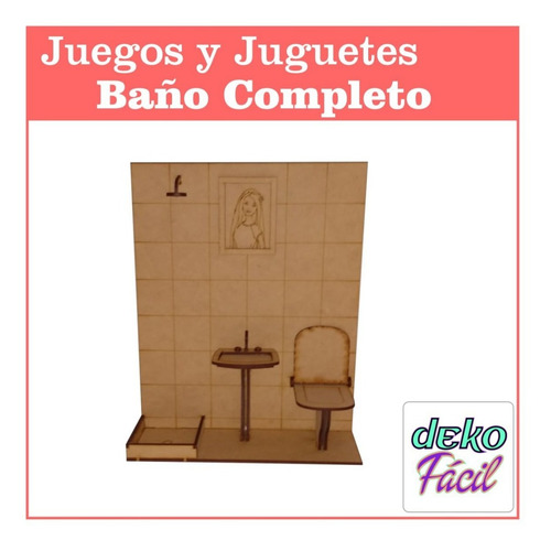 Imagen 2 de 4 de Baño Completo Para Casa De Muñecas Articulada De 29 Cm