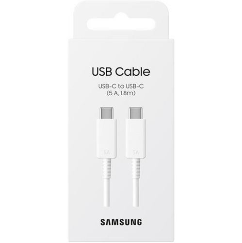 Imagen 1 de 2 de Cable Usb C To C 1.8m Max 5a, 100w Whit Ean  Samsung