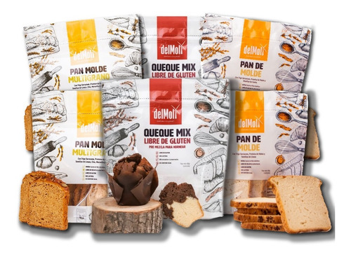 Pack 4: Pan De Molde Y Pre Mezclas Libre De Gluten Delmoli