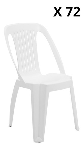 Set 72 Sillas Plástico Duro Polycar Cannes Blancas Apilables