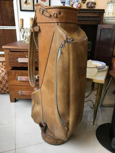 Antiguo Bolso De Golf De Cuero