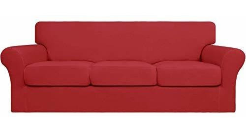 Funda De Sofa Easy-going Elastica De 4 Piezas Color Rojo