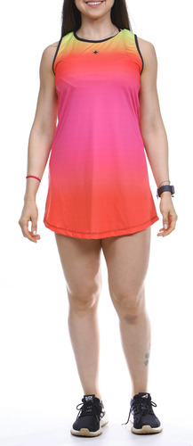 Vestido Beach Tennis C/ Shorts Degrade Laranja Beachwear