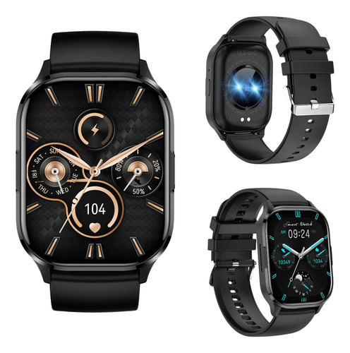 Smartwatch Reloj Inteligente Comerliv 2.01  Negro Para Hombre Pantalla Amoled Llamadas Bluetooth 100 Caratulas Resistente A Agua Fría Comando De Voz Alarma Deportes Gran Batería Compatible Android/ios