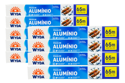 Folha De Papel Alumínio Wyda Rolo 65m X 45cm Kit 9 Unidades