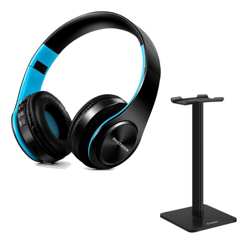 Combo Auriculares Amitosai Luxor Con Soporte Etheos Color Azul