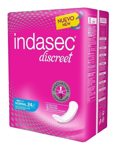 Indasec Discreet Normal X 144 Apósitos - Toallitas