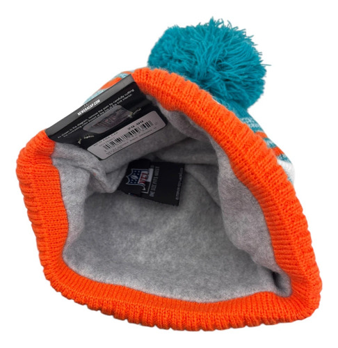 Gorro De Invierno Miami Dolphins New Era Naranja Universal Rayas