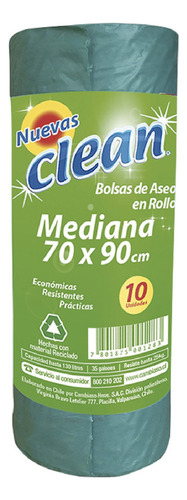 Clean Bolsas De Aseo Mediana 10 Unidades 70 X 90 Cm