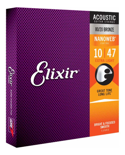 Paquete Cuerdas Guitarra Acústica Elixir 10/47