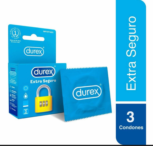 Durex Extra Seguro 3 Condones Látex Lubricados