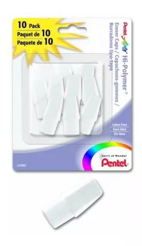 Pentel Arts Hi-Polymer White Cap Erasers (ZEH02PABP10)