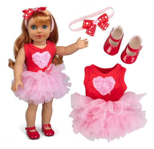 Conjunto De Muñeca Corazón Rosa 3 Piezas Ropa Disfraz 18 Pul