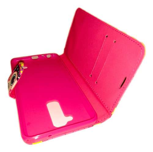 Funda Protector Cartera Para Celular Lg Stylus 2 Rosa Geométrico