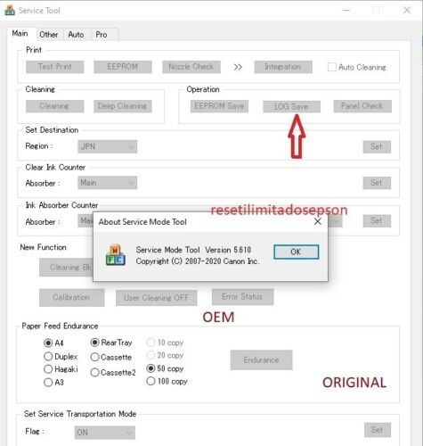 Reset Canon V5610, Service Tool V5610