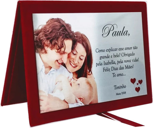 Placa Homenagem Dia Das Mães/aço Inox Capa De Livro 17x12cm