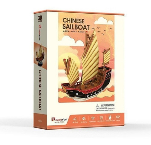 Chinese Sailboat - Puzzle 3d- 62 Piezas- Cubic Fun