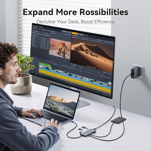 Usb C Hub Multiport Adapter For Macbook Pro/air, 9 In 1 U...