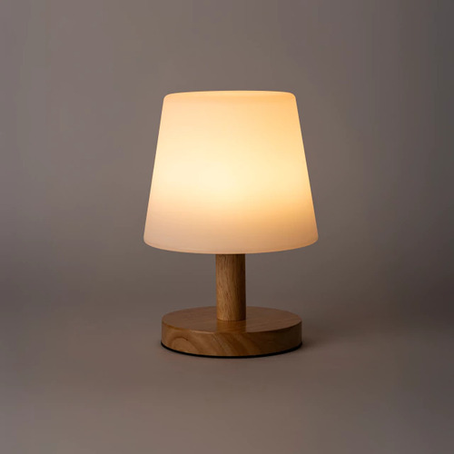 Lampara Mesa Led Inalambrica Base Madera Edison Alto Rancho Estructura Blanco