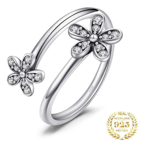 Anillo Flores De Plata 925 Ajustable